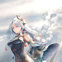 This is a pixiv picture whose title is 申鶴.