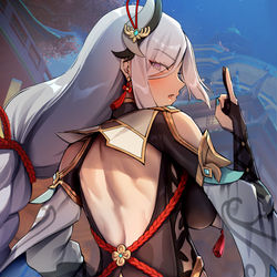 This is a pixiv picture whose title is 申鶴.