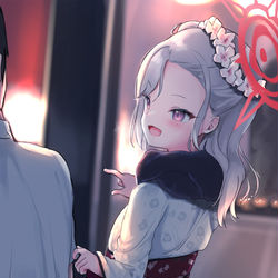 This is a pixiv picture whose title is 「ね、先生～あれおごって？」.