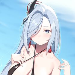 This is a pixiv picture whose title is 申鶴戲水.