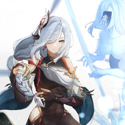 This is a pixiv picture whose title is 申鶴.