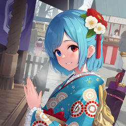 This is a pixiv picture whose title is 小傘と初詣.