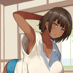 This is a pixiv picture whose title is 褐色.