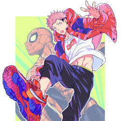 This is a pixiv picture whose title is 呪術廻戦×スパイダーマン＋α.