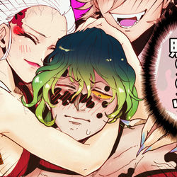 This is a pixiv picture whose title is 妓夫太郎、アニメ登場おめでとう！！.