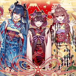 This is a pixiv picture whose title is 「いせぶい」お正月企画.