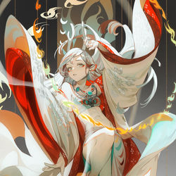 This is a pixiv picture whose title is 明日方舟九色鹿.