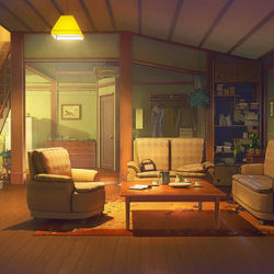 This is a pixiv picture whose title is Himitsu 家のインテリア 夜.