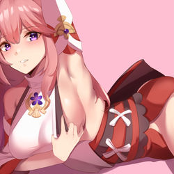 This is a pixiv picture whose title is 八重神子さまの誘惑.