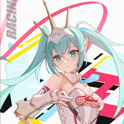 This is a pixiv picture whose title is racing miku.