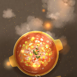 This is a pixiv picture whose title is 夕焼けのミネストローネ.