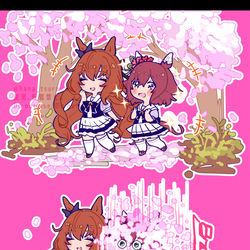 This is a pixiv picture whose title is サクラチヨノオーとマルゼンスキーと桜.