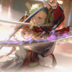 This is a pixiv picture whose title is 三刀刘索隆.
