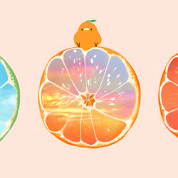 This is a pixiv picture whose title is 空の輪切りみかん.