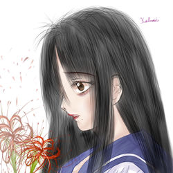 This is a pixiv picture whose title is 横顔.