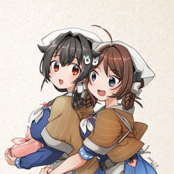 This is a pixiv picture whose title is なかよし鯨姉妹【日刊桐沢番外】.