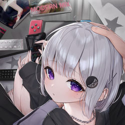 This is a pixiv picture whose title is 「少し待って、今ゲームしてるから」.