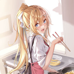 This is a pixiv picture whose title is 制服エプロン.
