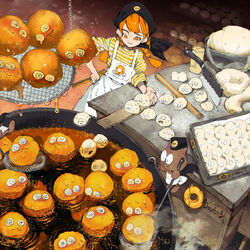This is a pixiv picture whose title is 膨らむ揚げドーナツ.