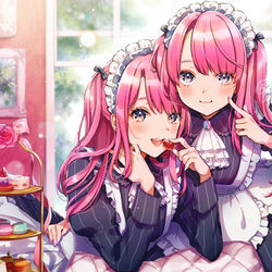 This is a pixiv picture whose title is ふたごメイド.