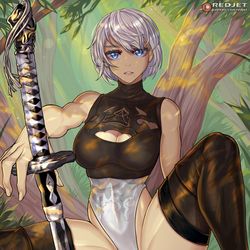 This is a pixiv picture whose title is ヨルハ2号B型 (V02/03).