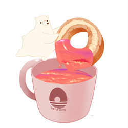 This is a pixiv picture whose title is 夕方のドーナッツ.