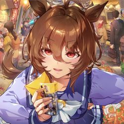 This is a pixiv picture whose title is アグネスタキオンと福引温泉旅行券の思い出.