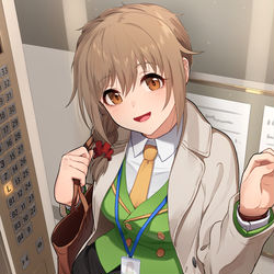 This is a pixiv picture whose title is 残業を早く終えたから夕食を食べに行こうというちひろさん。.