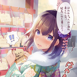 This is a pixiv picture whose title is 「新年、初はわわ」.