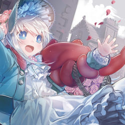 This is a pixiv picture whose title is 「Connectー少女は触手と愛をつむぐー」10万DL感謝絵.