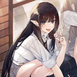 This is a pixiv picture whose title is JKのダークエルフちゃん.