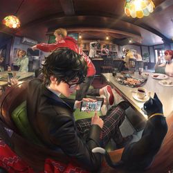 This is a pixiv picture whose title is 純喫茶ルブラン.