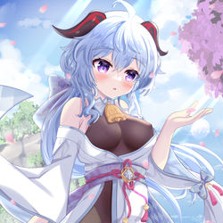 This is a pixiv picture whose title is 甘雨ちゃん稲妻風.