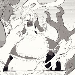 This is a pixiv picture whose title is 「そこを通していただけると幸いです」.