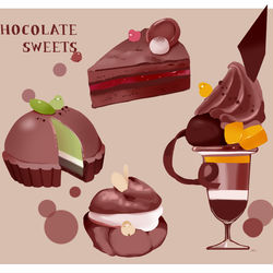 This is a pixiv picture whose title is チョコづくしデザート.