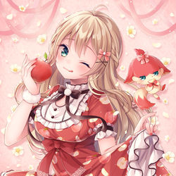 This is a pixiv picture whose title is 「いっしょに食べる？」.