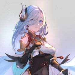 This is a pixiv picture whose title is 申鶴.