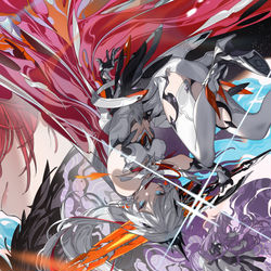 This is a pixiv picture whose title is Himeko & Kiana & Sirin.