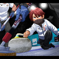 This is a pixiv picture whose title is 習作「カーリング１」.