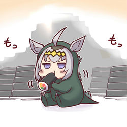 This is a pixiv picture whose title is 黒くて太くて長い“アレ”を咥えさせるちょっとHな絵.