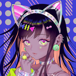This is a pixiv picture whose title is ホログラフィックネコミミ.