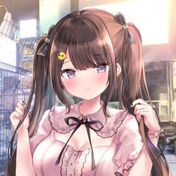 This is a pixiv picture whose title is 「ツインテールが好きなの…？」.