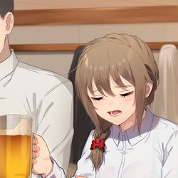 This is a pixiv picture whose title is ちひろさんとお酒.