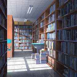 This is a pixiv picture whose title is 第七期课堂示范--图书馆.