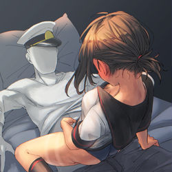 This is a pixiv picture whose title is 「人間が...艦娘に勝てると思ってるんですか？」.