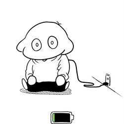 This is a pixiv picture whose title is 充電期間のお知らせ.