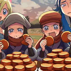 This is a pixiv picture whose title is イモモチ早食い対決.