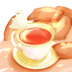 This is a pixiv picture whose title is 紅茶とフィナンシェ.