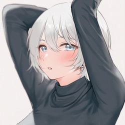 This is a pixiv picture whose title is 白髪ショート.