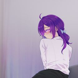 This is a pixiv picture whose title is 三汐 OL 黒のストッキング/裸足.